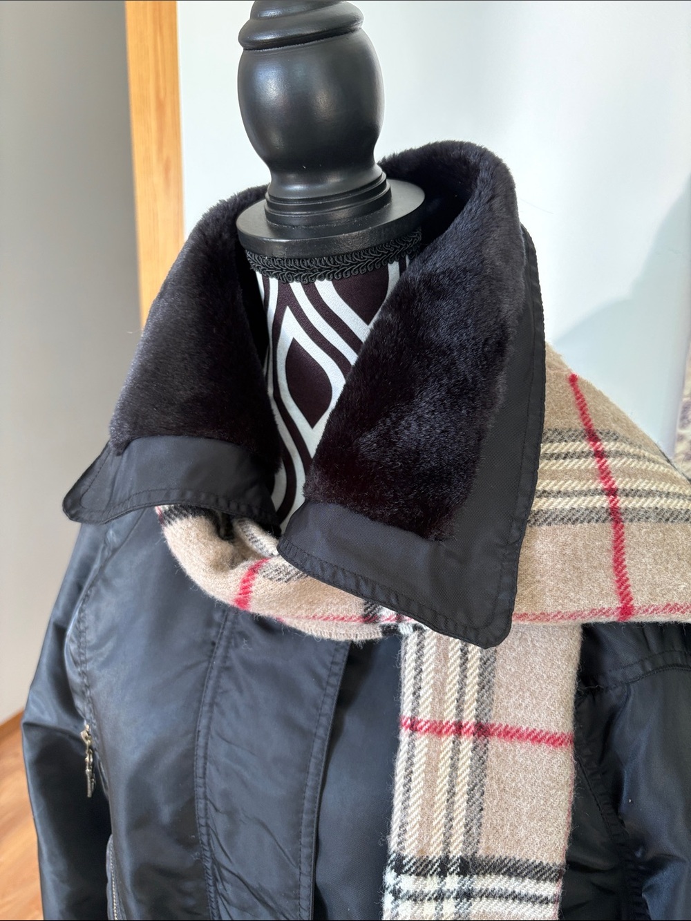 Louis Vuitton Black Long Coat with Faux Fur Trim beautiful condition - Picture 2 of 12